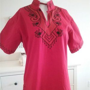 Embroidered Red Top